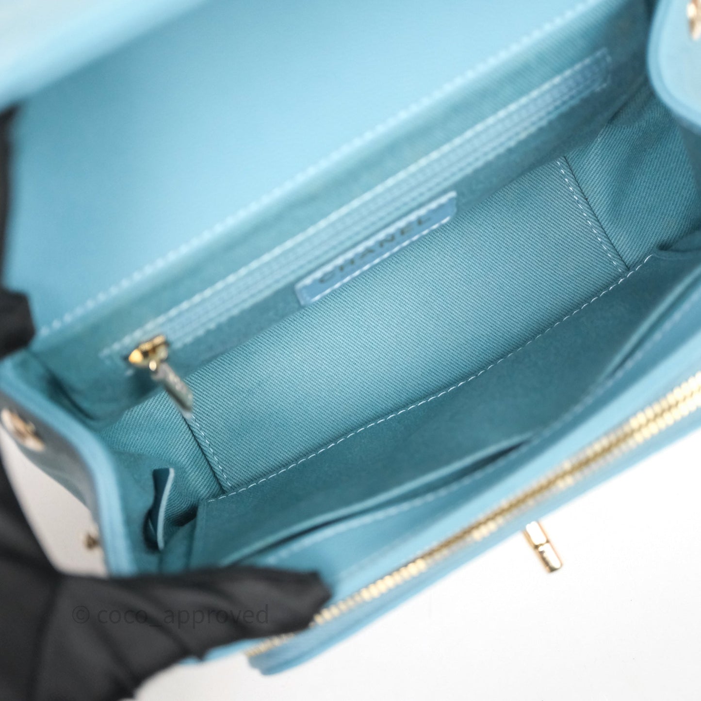 Chanel Small Quilted Business Affinity Flap Caviar Blue Gold Hardware