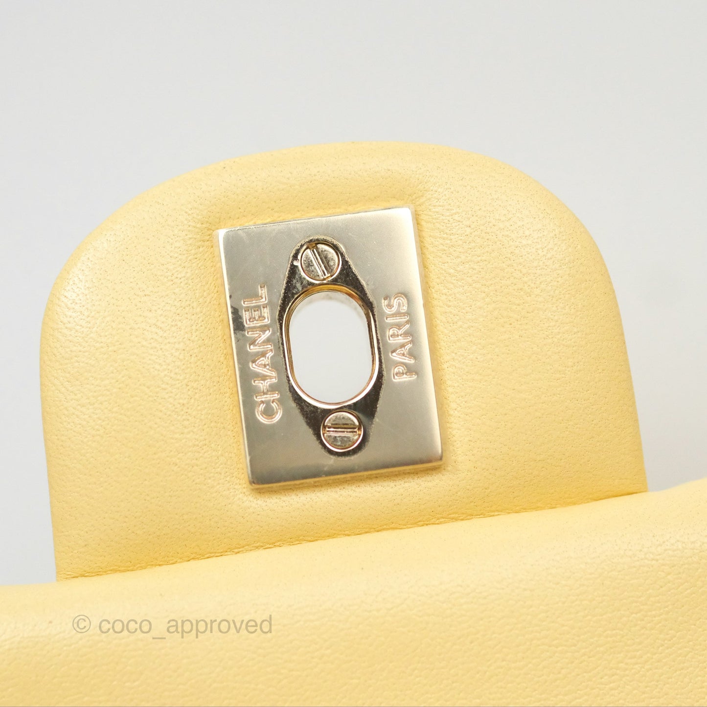 Chanel Mini Square Quilted Yellow Lambskin Gold Hardware
