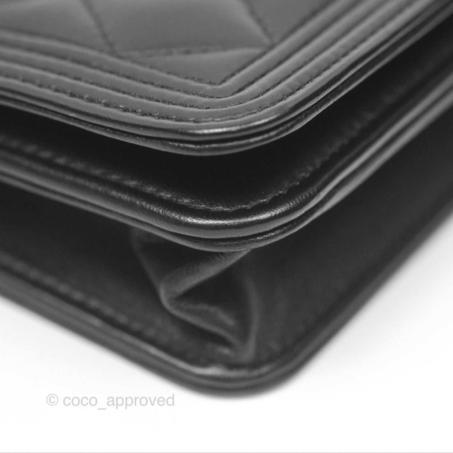 Chanel Quilted Boy Wallet on Chain WOC Black Calfskin Aged Gold Hardware