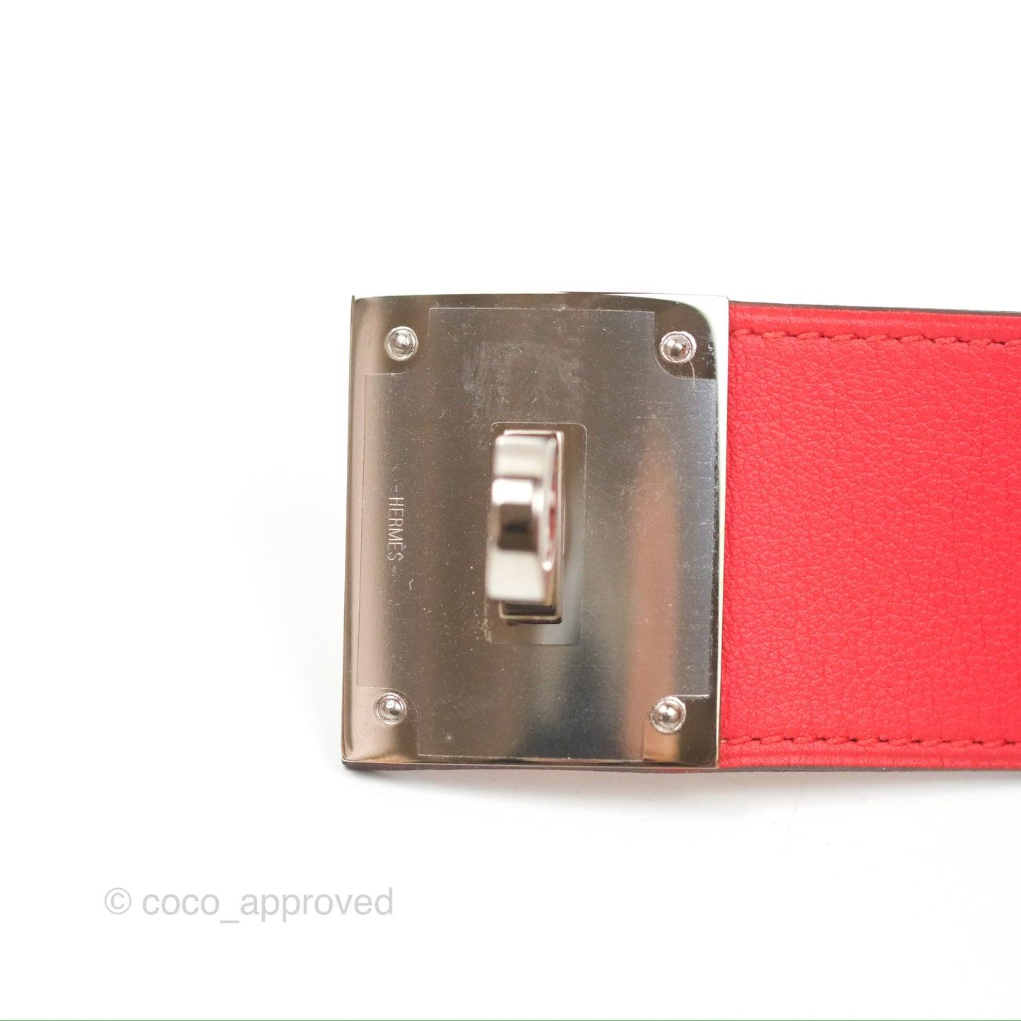 Hermes Kelly Dog Bracelet Red Swift Palladium Hardware