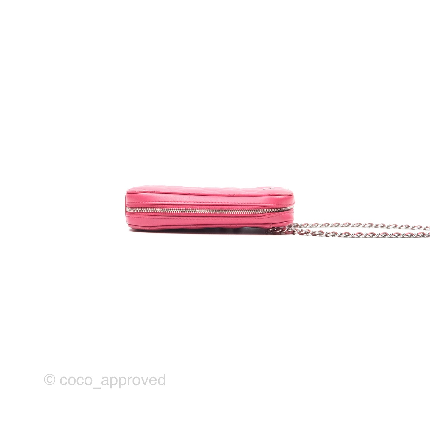 Chanel Quilted Phone Holder Pink Lambskin Silver Hardware