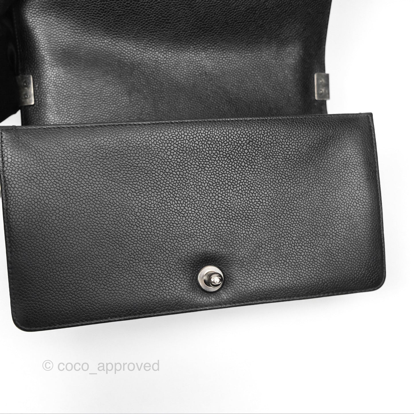 Chanel Medium Boy Chevron Black Caviar Ruthenium Hardware