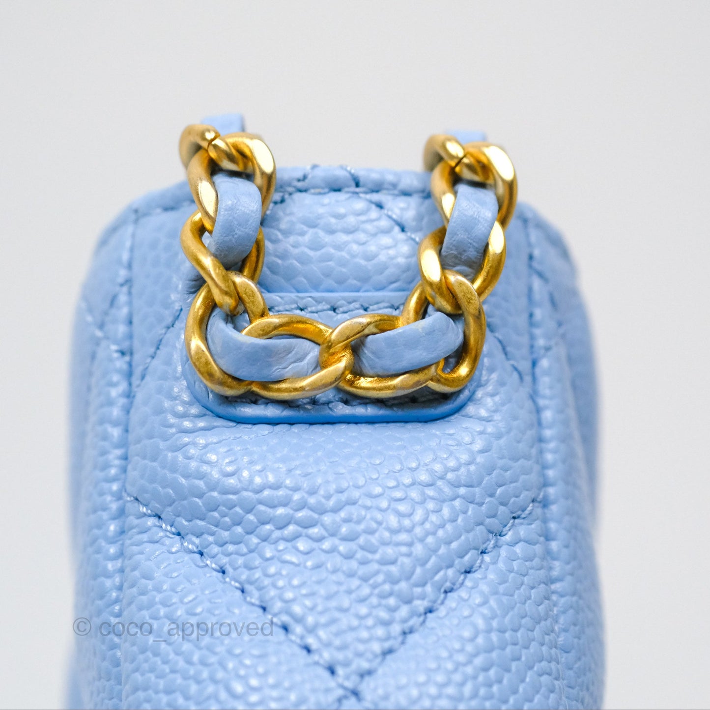 Chanel Small CC Chain Hobo Caviar Blue Aged Gold Hardware