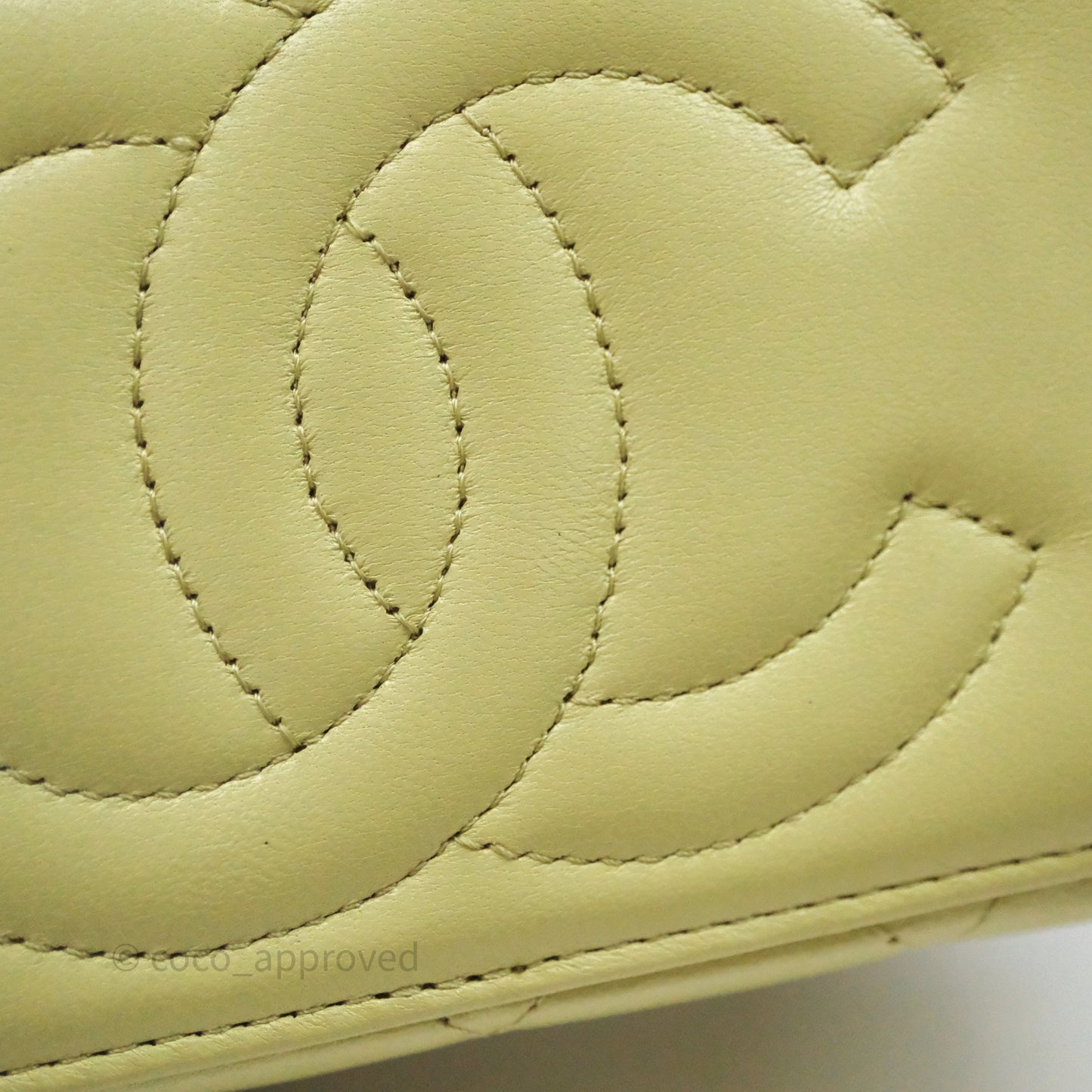 Chanel Quilted Vanity With Chain Lambskin Green Gold Hardware