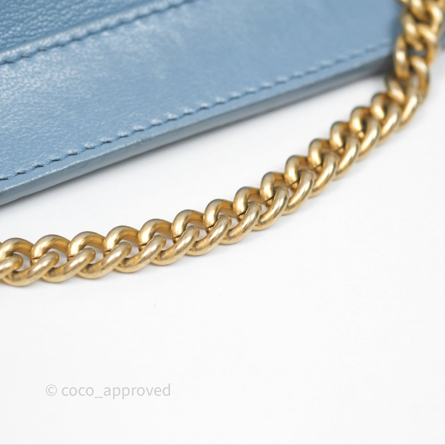 Chanel Curved Flap Bag Blue Lambskin Aged Gold Hardware