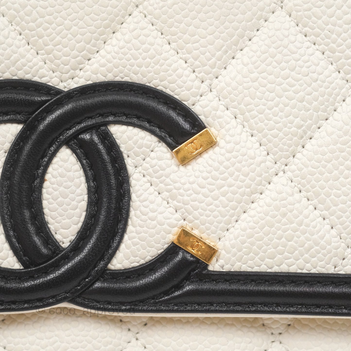 Chanel Small CC Filigree Flap Quilted Ivory Caviar