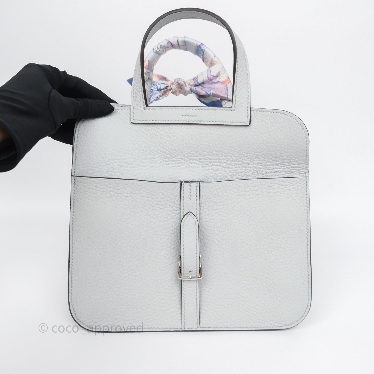 Hermès Halzan 25 Bleu Pale 08 Clemence Palladium Hardware