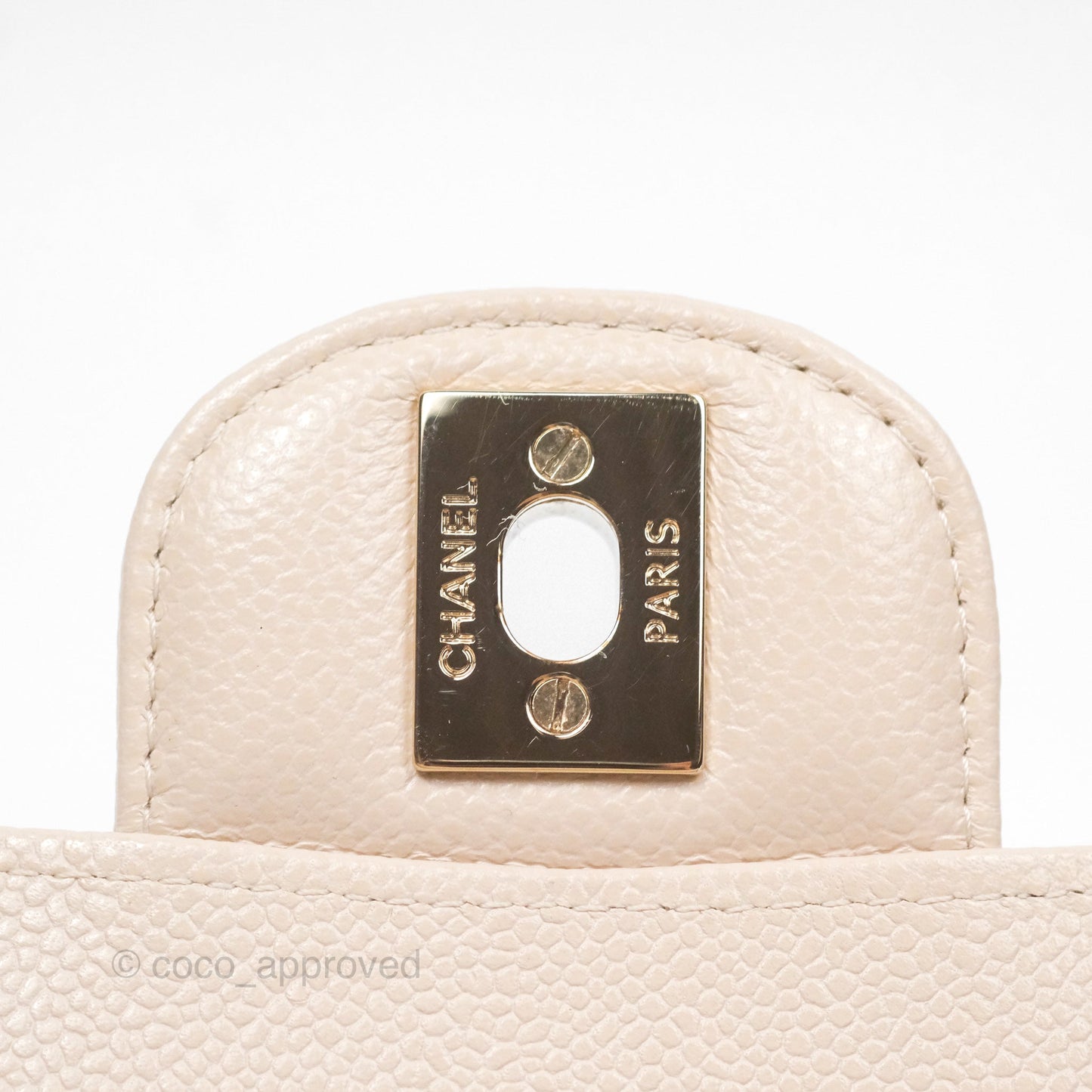 Chanel Classic M/L Medium Double Flap Chevron Light Beige Caviar Gold Hardware 20B