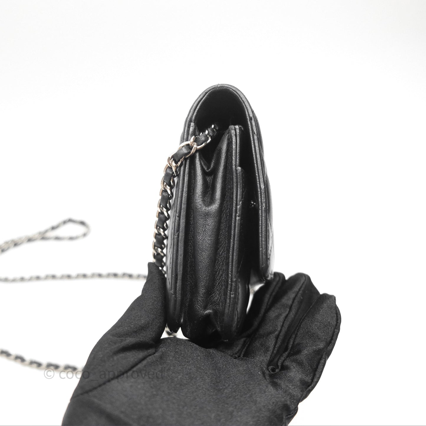 Chanel Quilted WOC Black Lambskin Silver Hardware