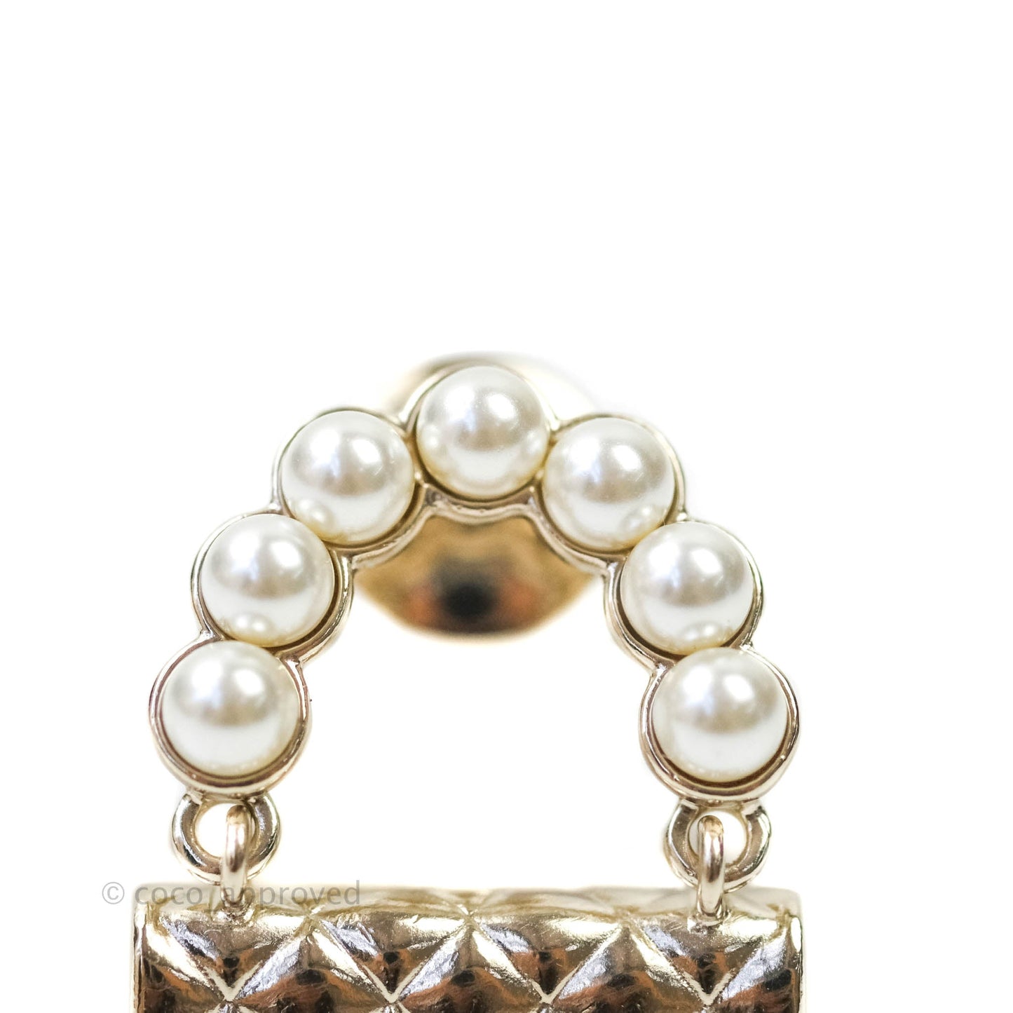 Chanel Flap Bag Pearl Brooch Gold Tone 21S