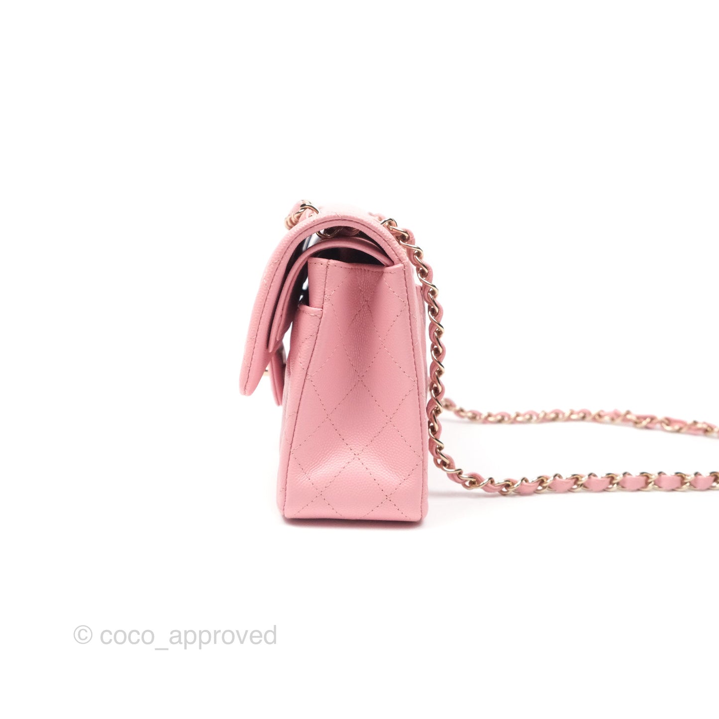 Chanel Small Classic Flap Quilted Sakura Pink Caviar Gold Hardware 22C