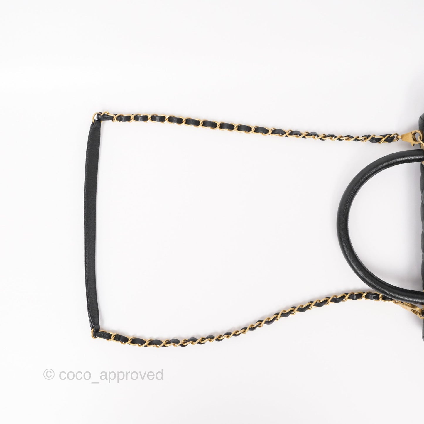 Chanel Medium Coco Handle Quilted Black Caviar Aged Gold Hardware