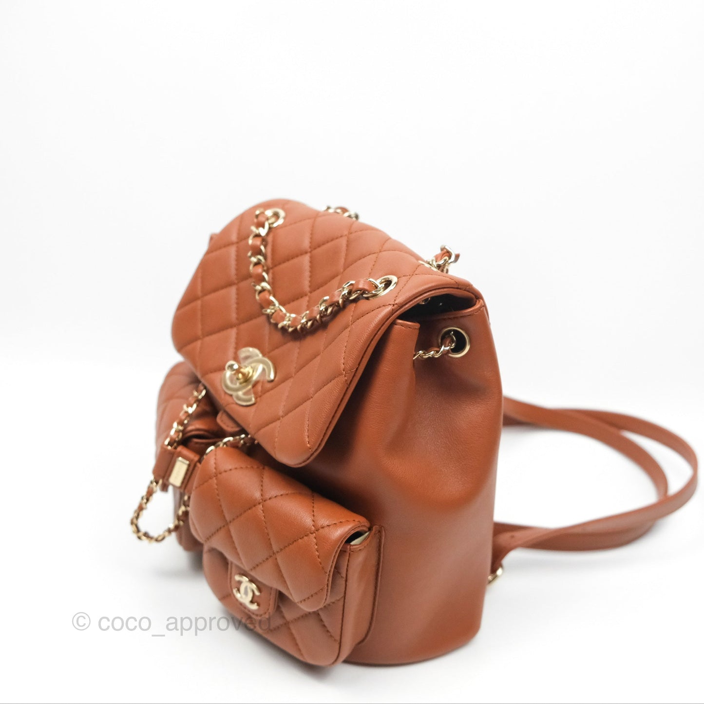 Chanel Medium Duma Backpack Tan Brown Calfskin Gold Hardware