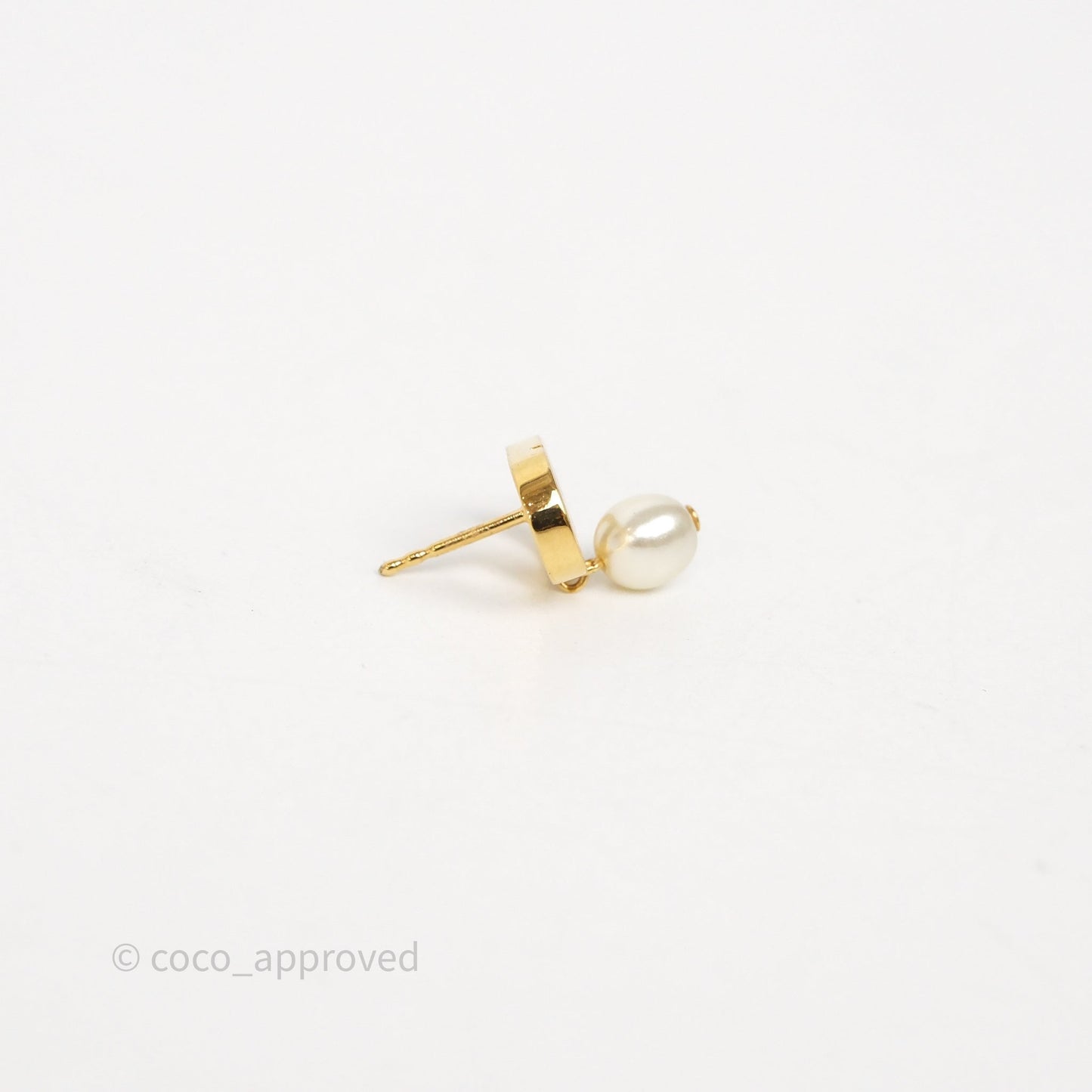 Christian Dior Petit CD Pearl Earrings Gold Tone