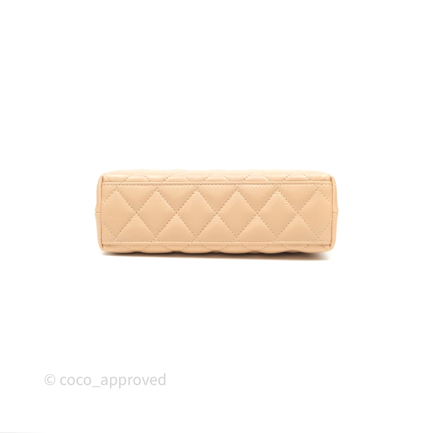 Chanel Kelly Bag Quilted Light Beige Shiny Crumpled Calfskin Aged Gold Hardware