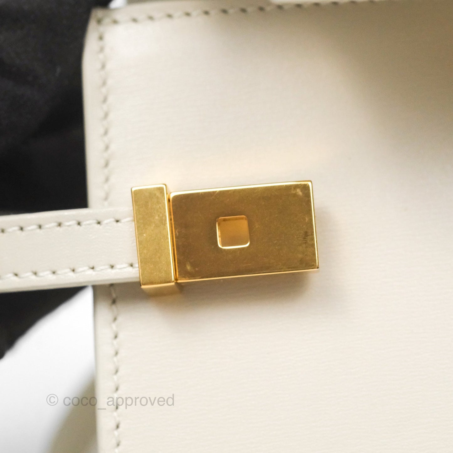 Saint Laurent Mini Manhattan Box Calfskin Blanc Vintage Gold Hardware