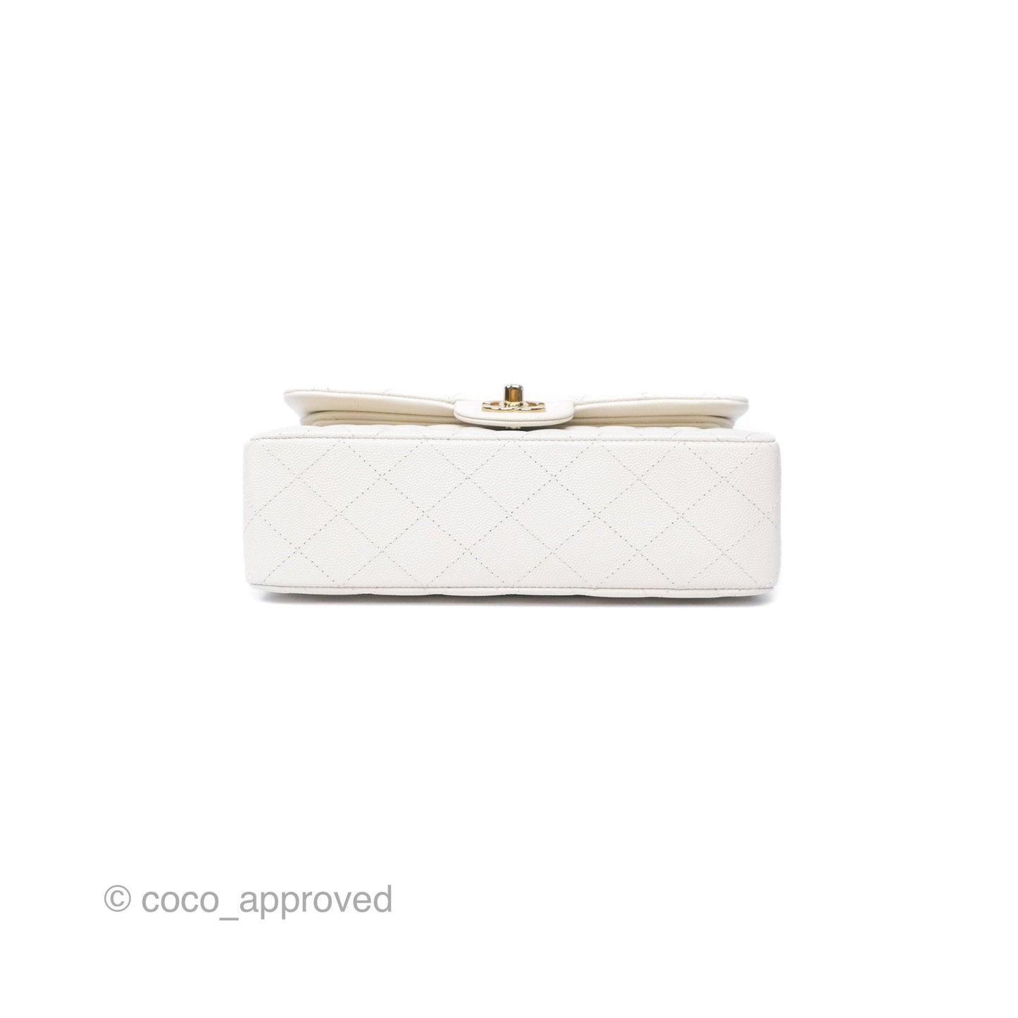 Chanel Small Classic Flap Quilted Ivory White Caviar Gold Hardware