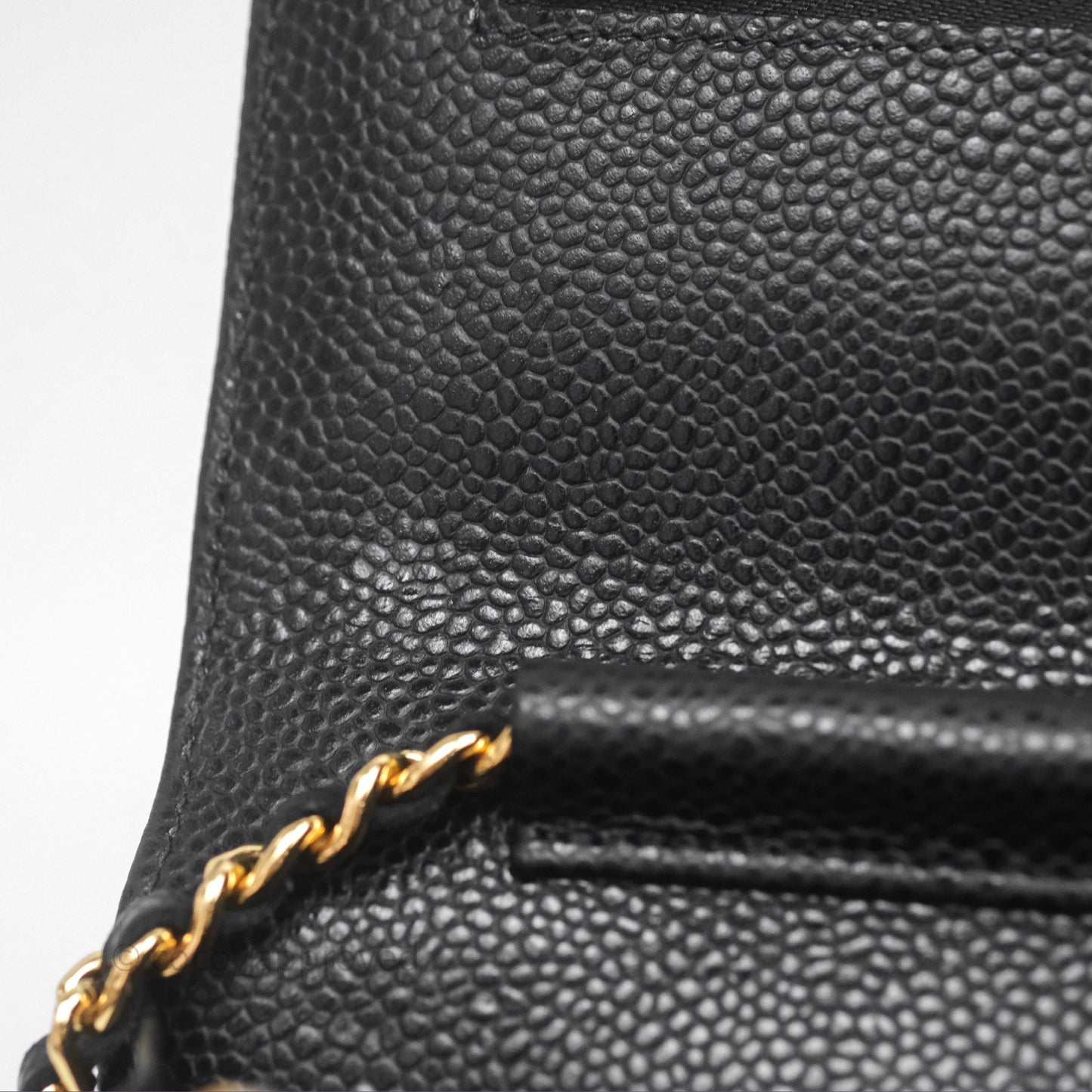 Chanel Classic Quilted Wallet On Chain WOC Black Caviar Gold Hardware
