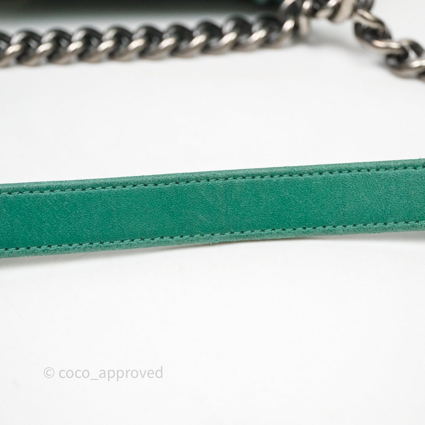 Chanel Medium Boy Quilted Green Lambskin Ruthenium Hardware