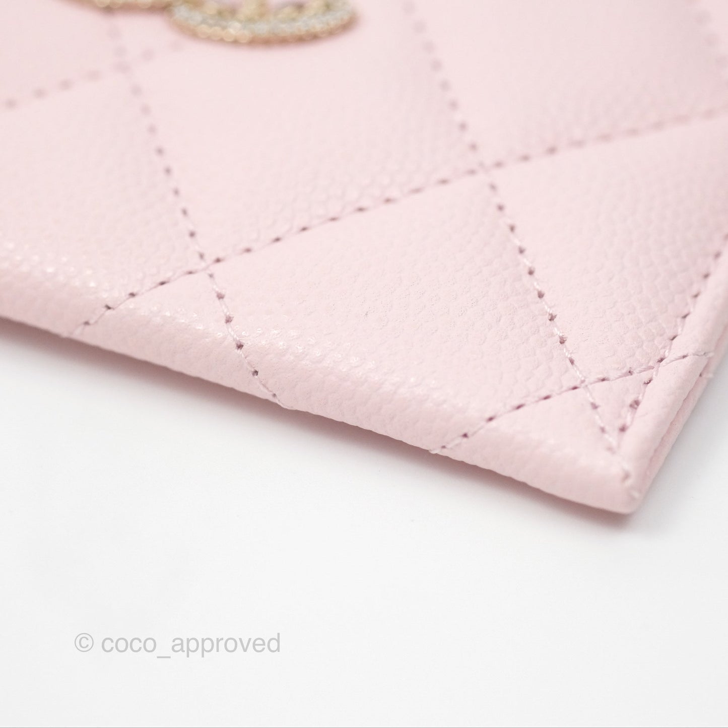 Chanel Quilted Flat Card Holder Light Pink Caviar
