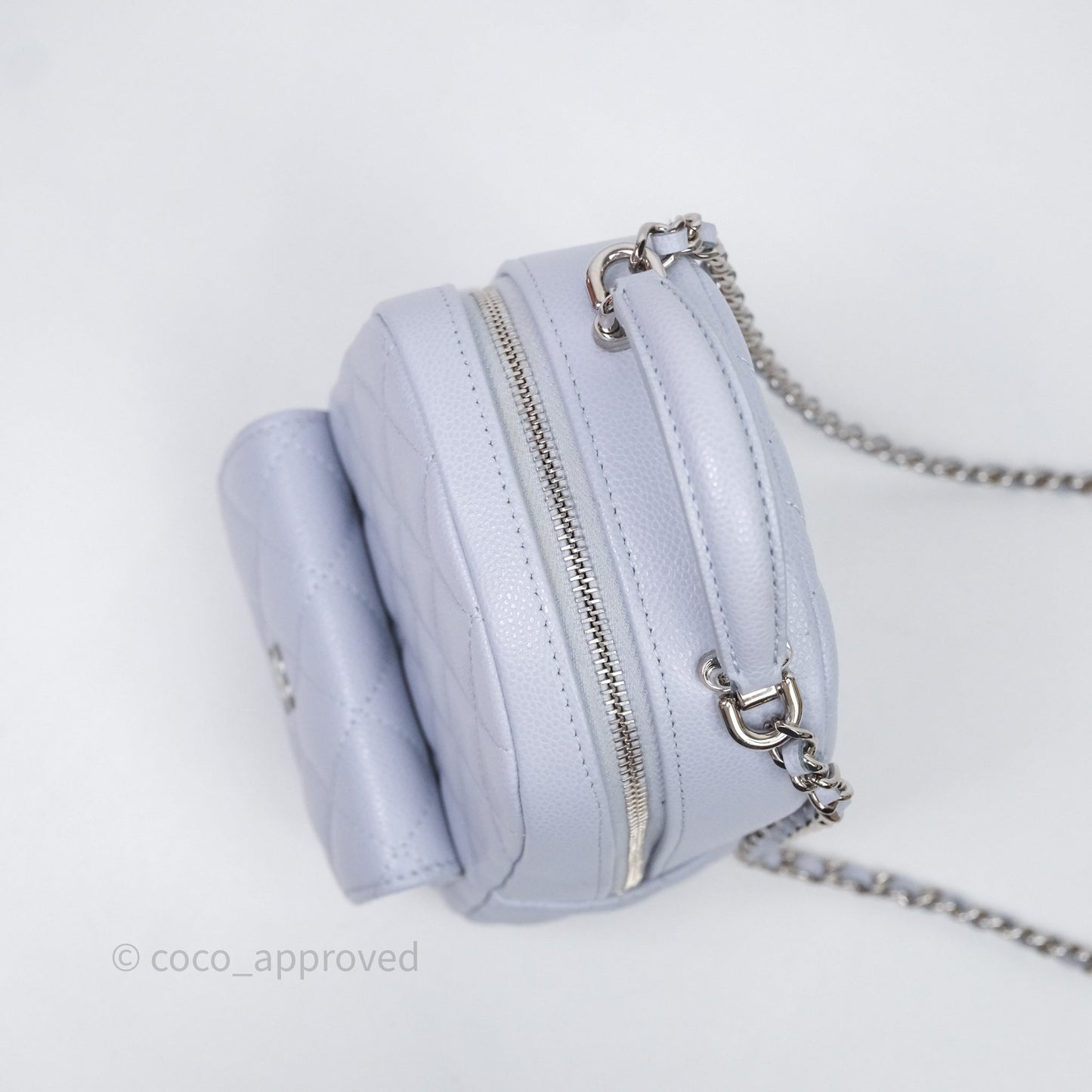 Chanel Classic Mini Backpack Light Blue Caviar Silver Hardware