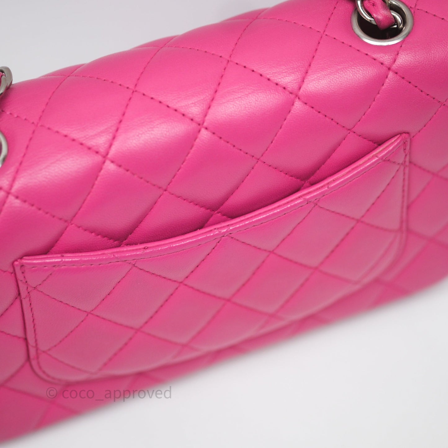 Chanel Mini Rectangular Quilted Dark Pink Lambskin Silver Hardware