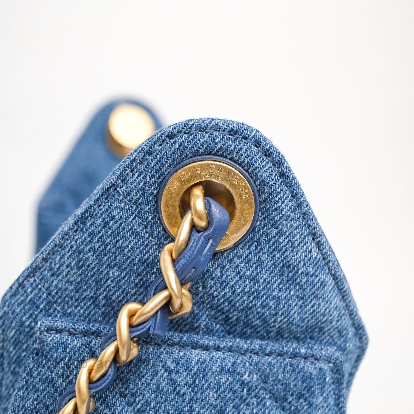 Chanel 25 Mini Washed Denim Aged Gold Hardware