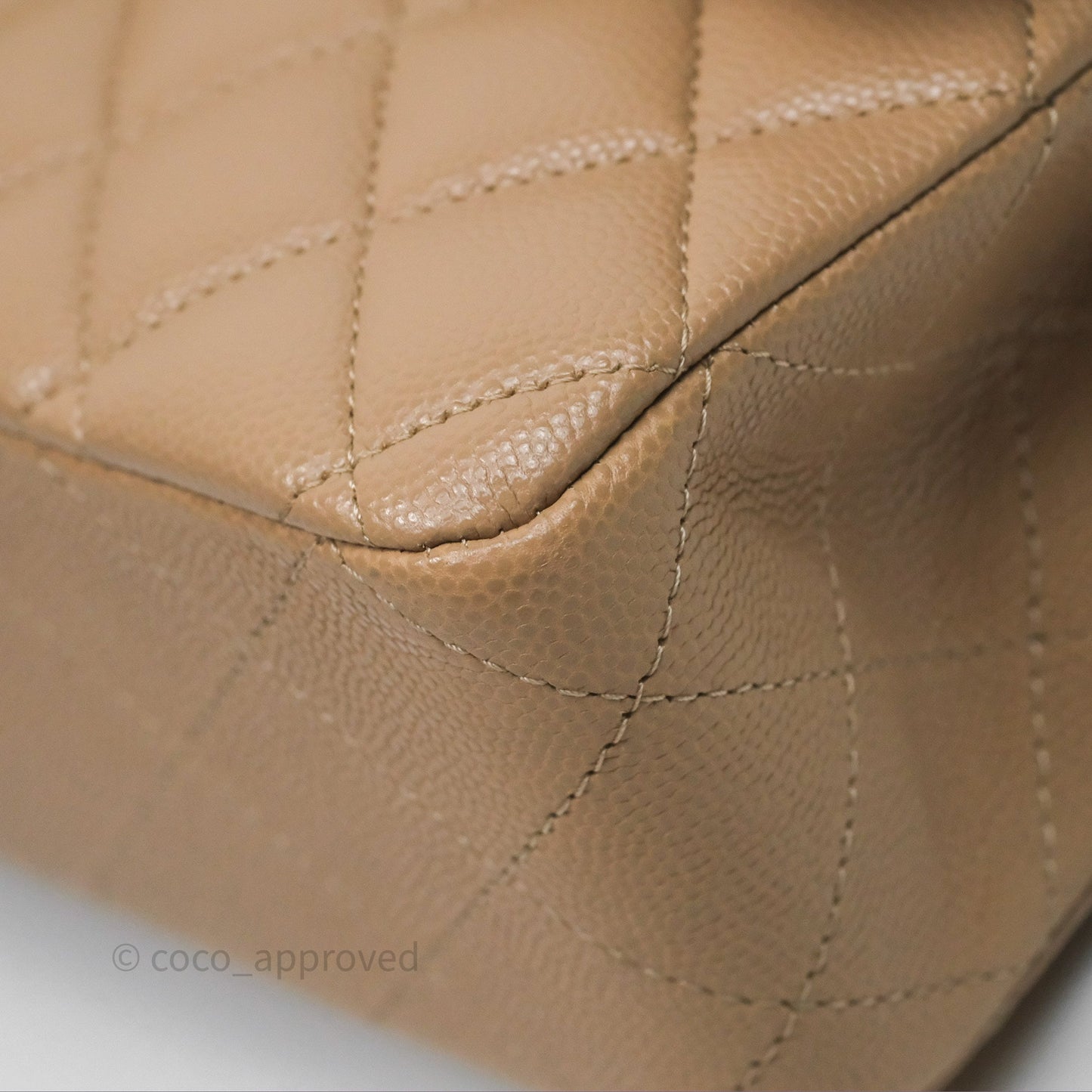 Chanel Classic M/L Medium Double Flap Dark Beige Caviar Gold Hardware 19B