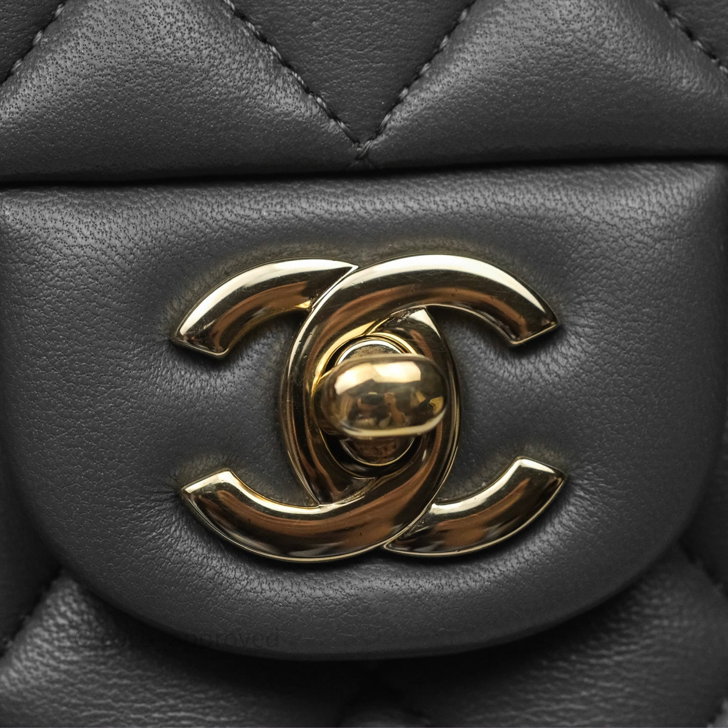 Chanel Classic M/L Medium Flap Quilted Grey Lambskin Gold Hardware