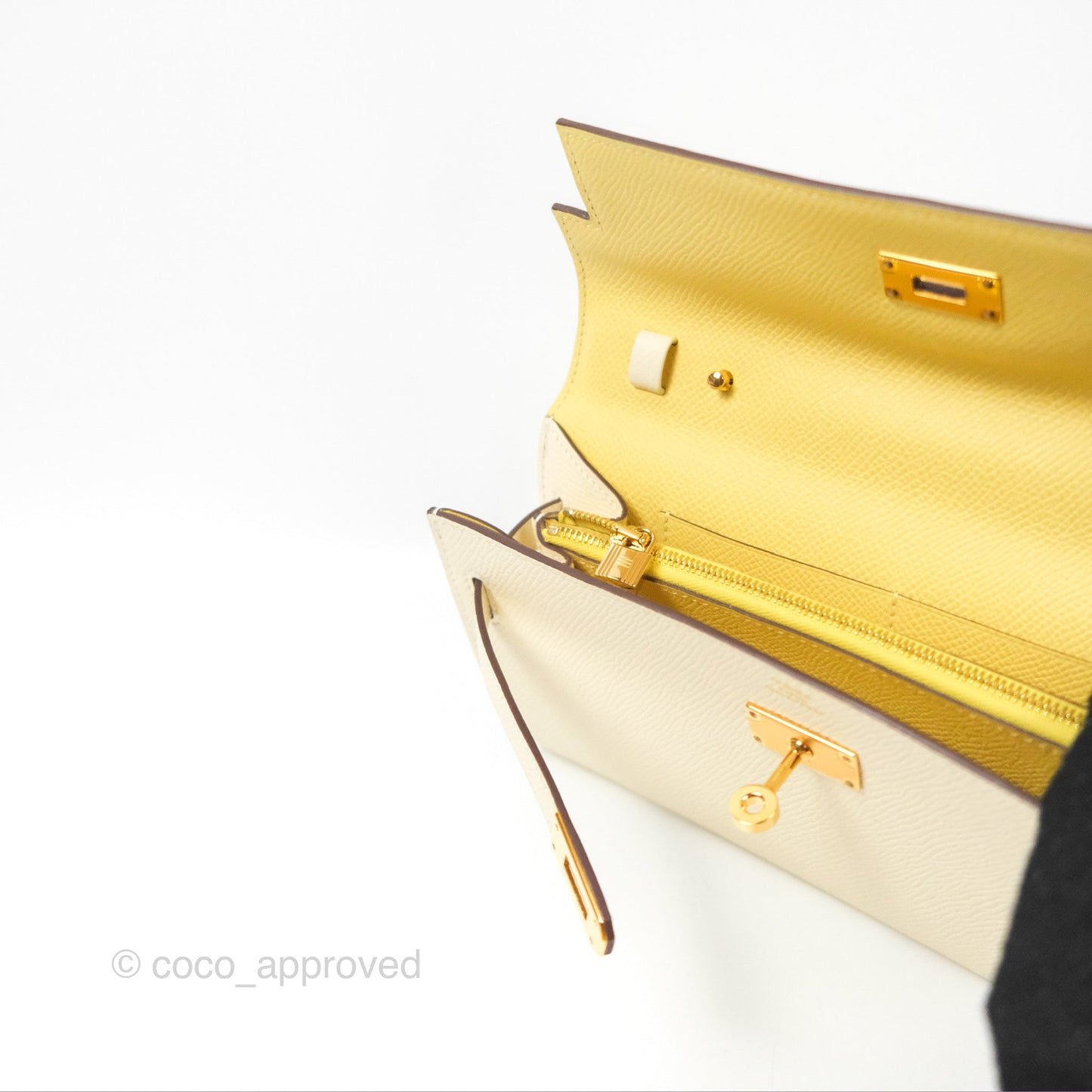 Hermès Kelly To Go Wallet Nata / Jaune Poussin Epsom Gold Hardware