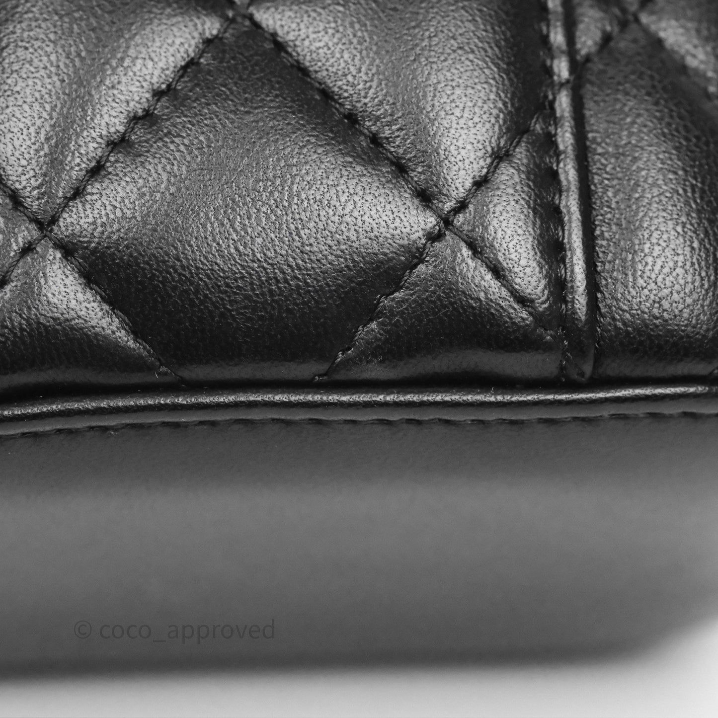 Chanel Quilted Pearl Crush Mini Vanity With Chain Black Lambskin Aged Gold Hardware