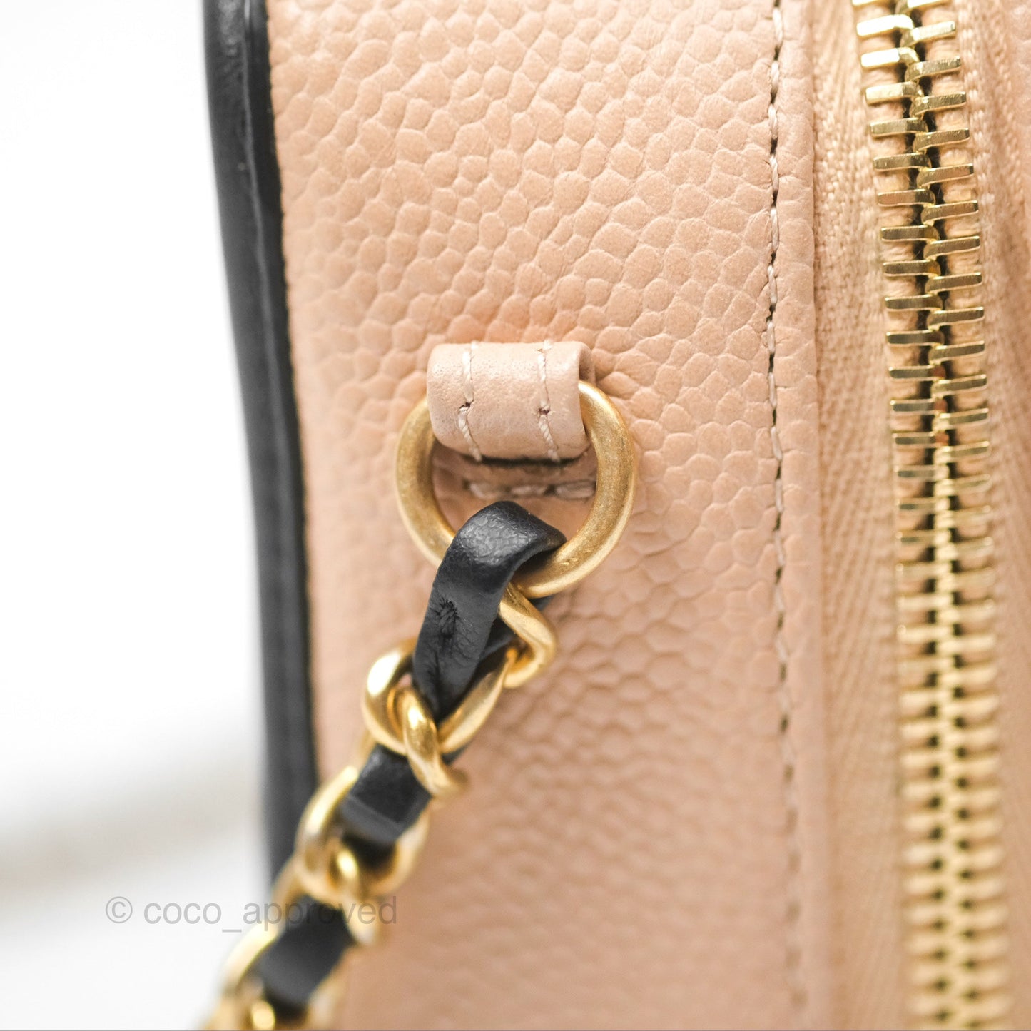 Chanel Quilted Small CC Filigree Vanity Case Beige Black Caviar Gold Hardware