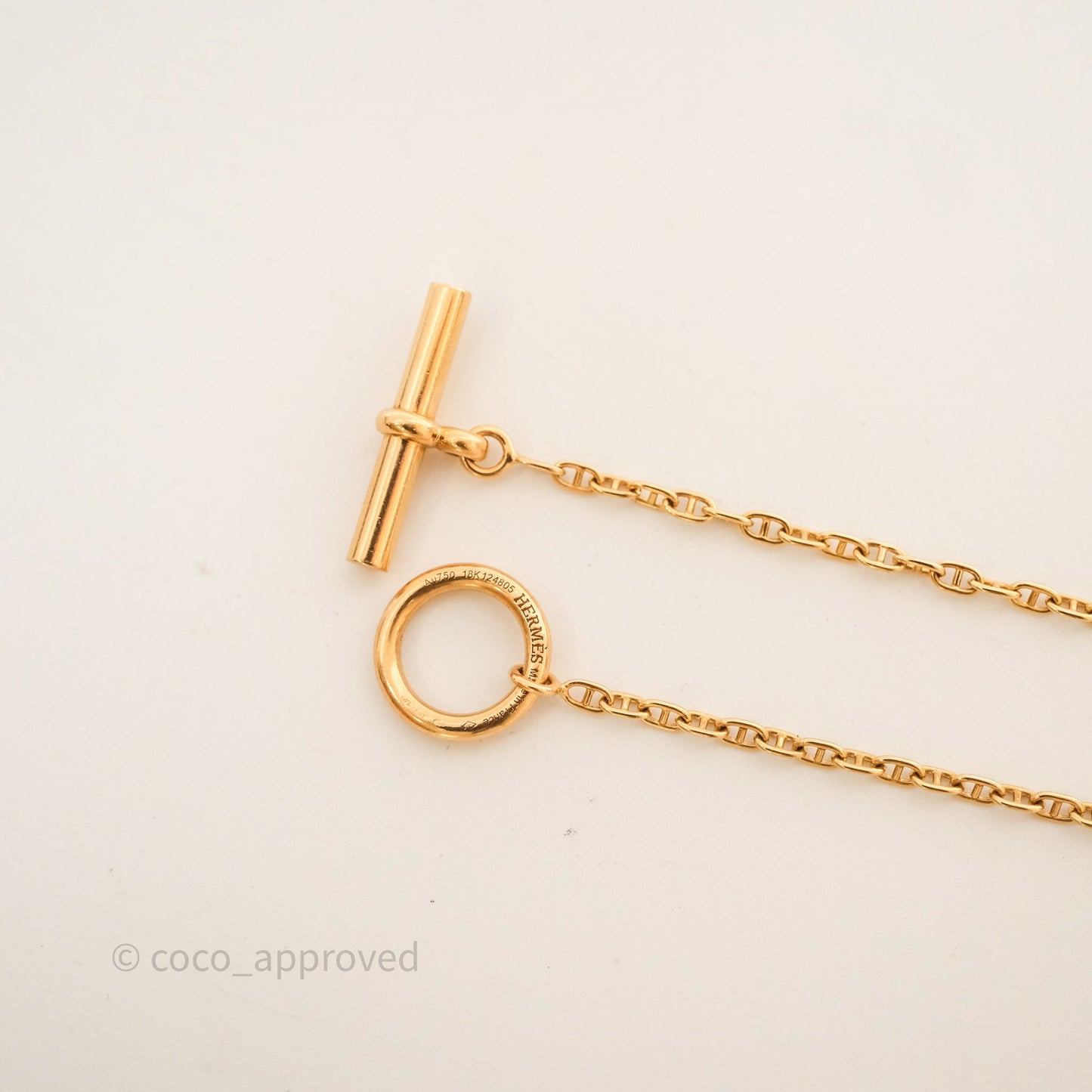 Hermes Sautoir 120cm 18K Necklace Gold Tone