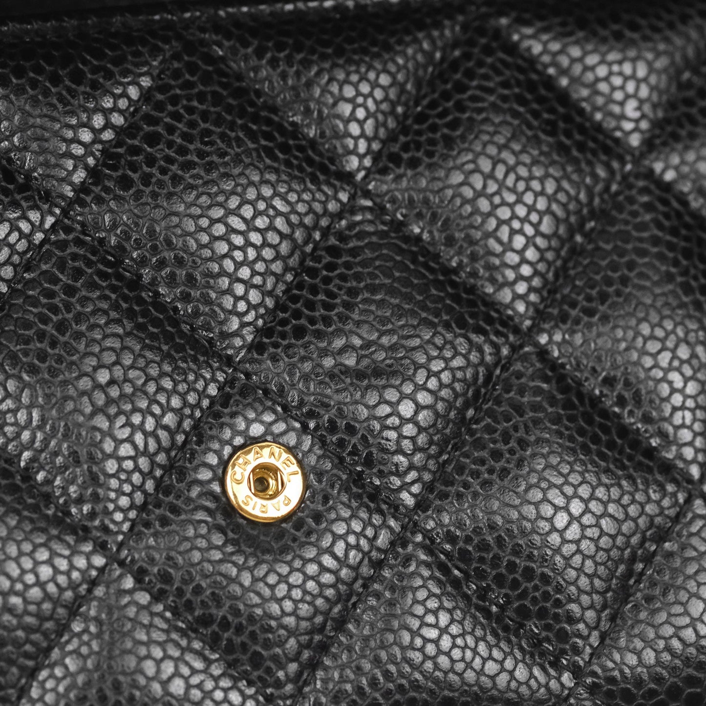 Chanel Quilted Classic Zip Long Wallet Black Caviar Gold Hardware
