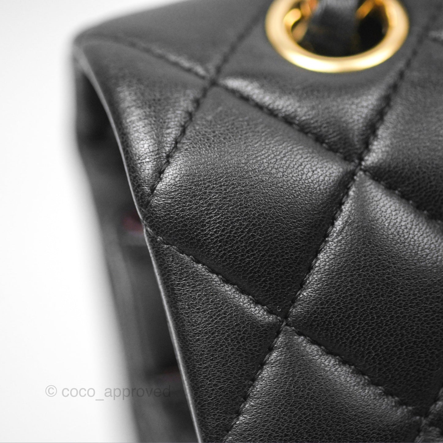 Chanel Classic M/L Medium Flap Quilted Black Lambskin Gold Hardware