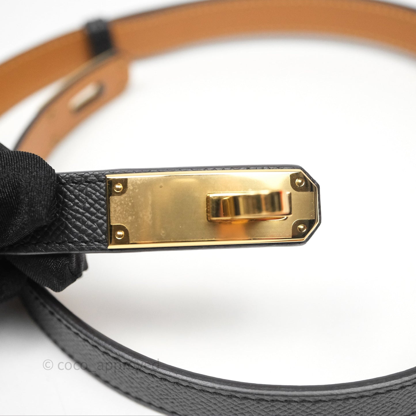 Hermès Kelly Belt Black Noir 89 Epsom Gold Hardware