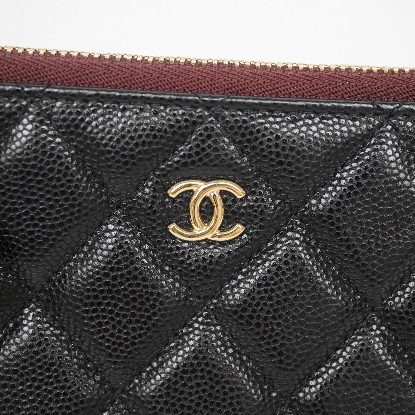 Chanel Quilted Mini O case Black Caviar Gold Hardware