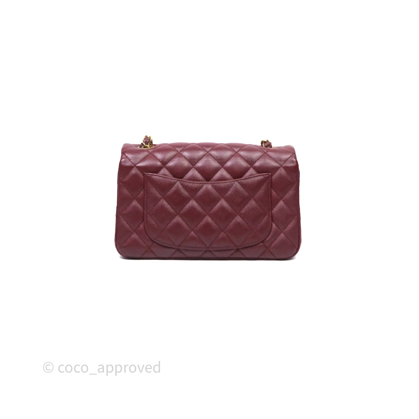 Chanel Classic Quilted Mini Rectangular Flap Burgundy Caviar Aged Gold Hardware