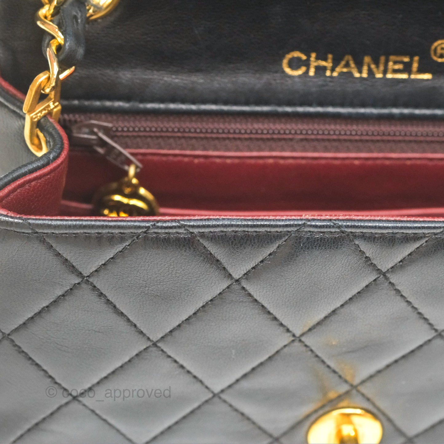 Chanel Vintage Mini Square Black Lambskin 24K Gold Hardware
