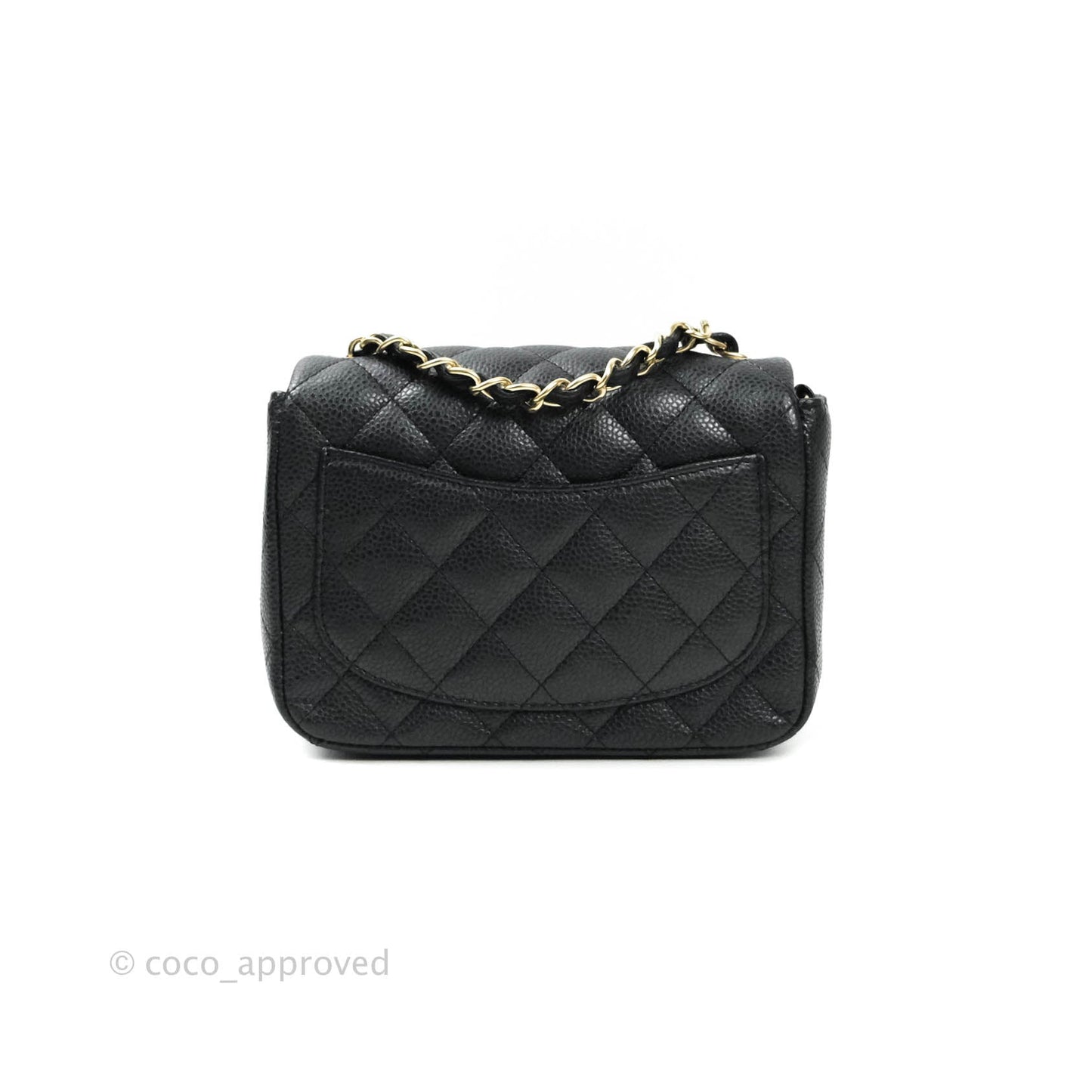Chanel Mini Square Charcoal Black Caviar Matte Gold Hardware