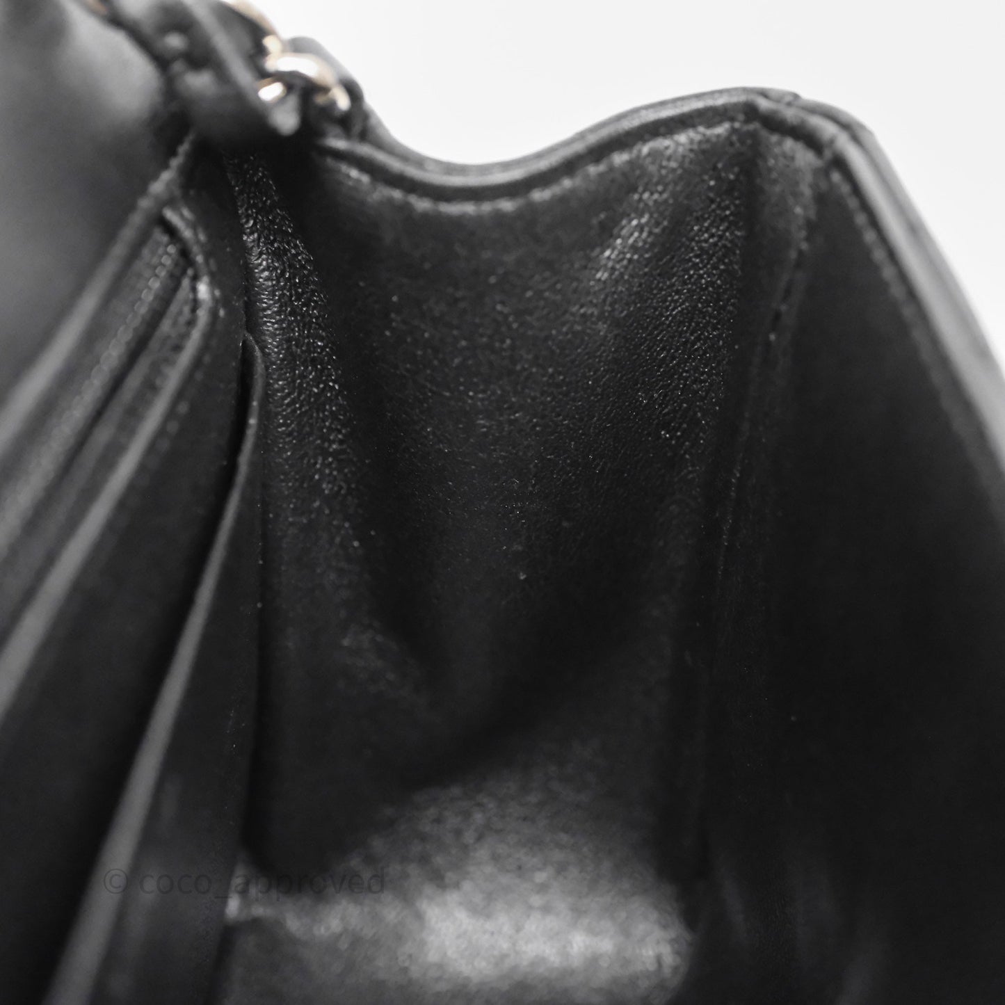 Chanel Mini Square Black Lambskin Chervon Bag Silver Hardware