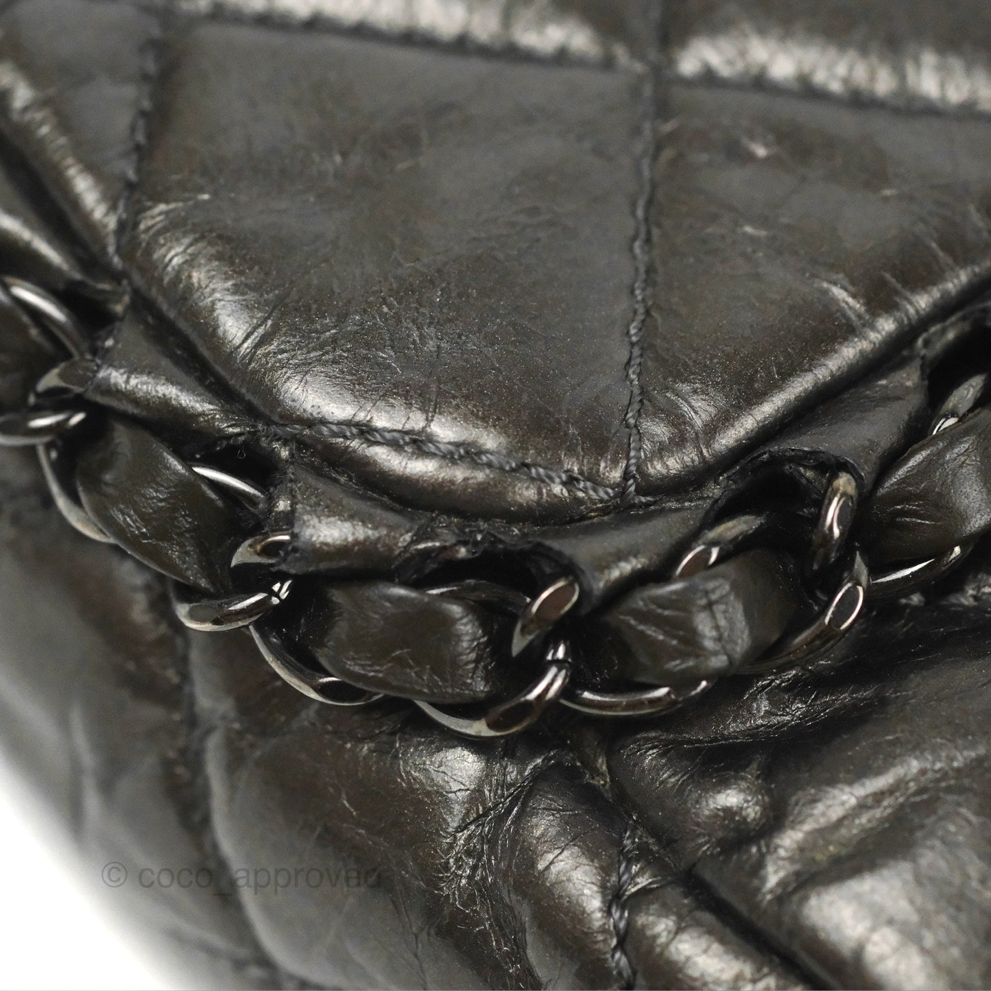 Chanel Medium Chain Me Flap Bag Metallic Dark Grey Calfskin Gun Metal