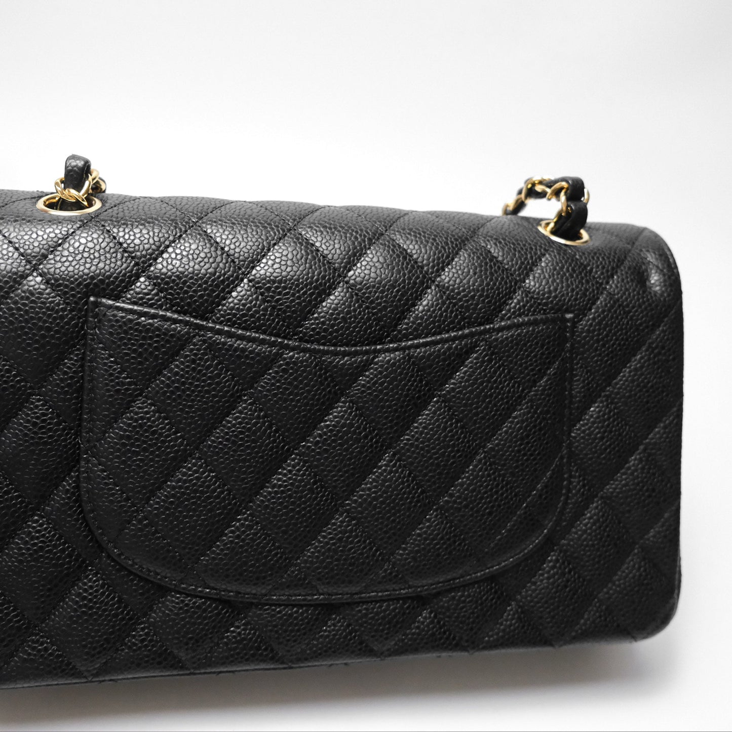 Chanel M/L Medium Classic Flap Quilted Black Caviar Gold Hardware