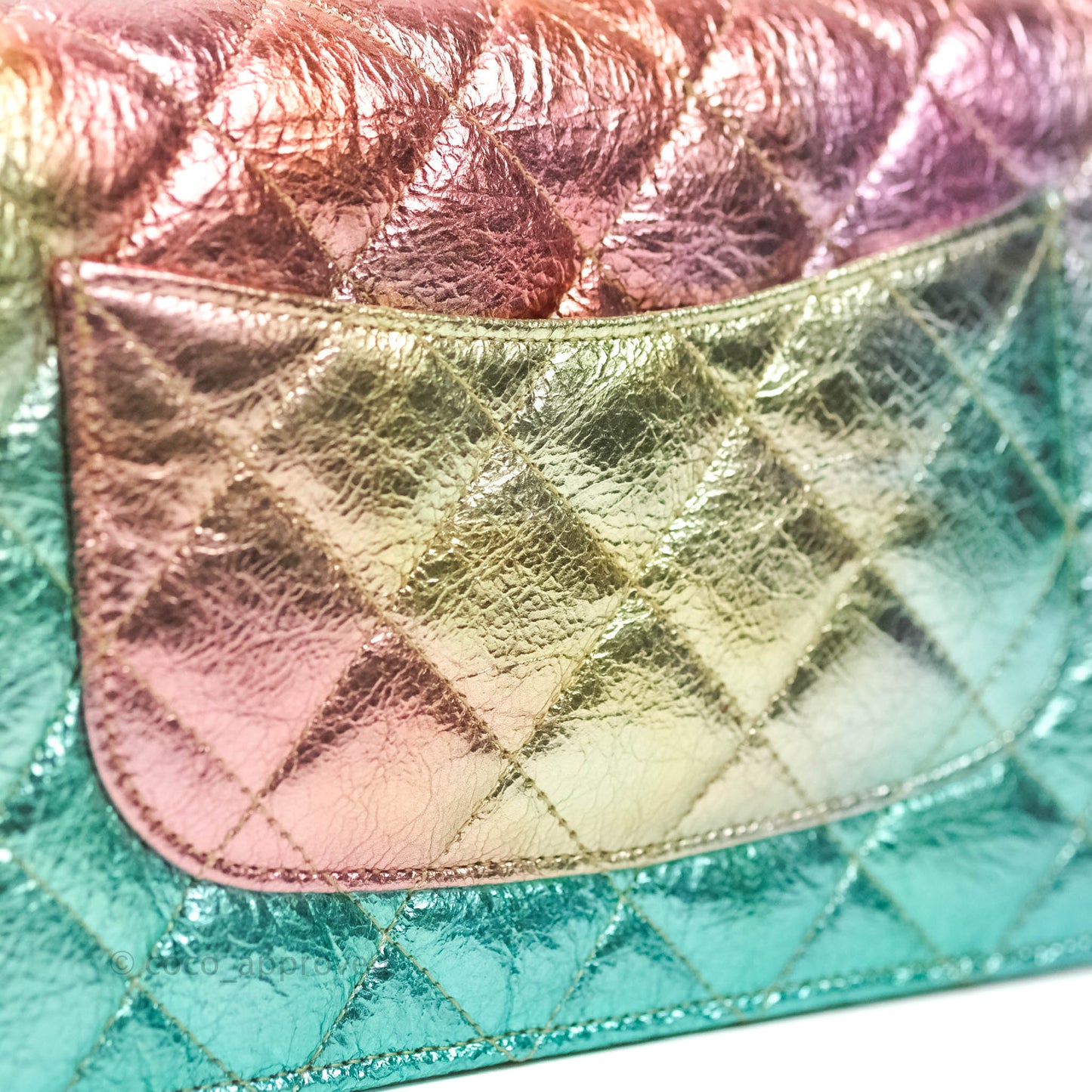 Chanel Quilted Reissue Wallet On Chain WOC Metallic Rainbow Aged Calfskin Gold Hardware