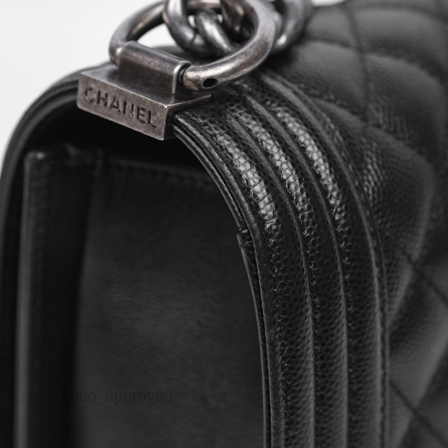 Chanel Medium Boy Quilted Black Caviar Ruthenium Hardware