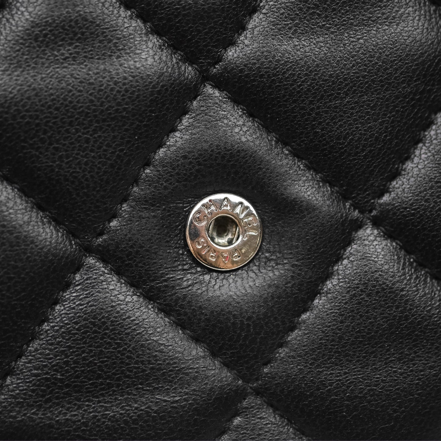 Chanel Quilted WOC Black Lambskin Silver Hardware