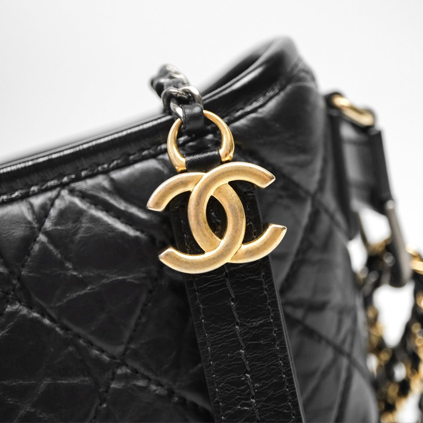 Chanel Small Gabrielle Hobo Quilted Black Aged Calfskin