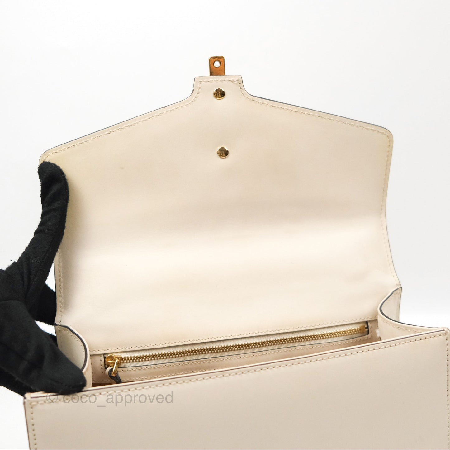 Gucci Calfskin Small Sylvie Shoulder Bag White