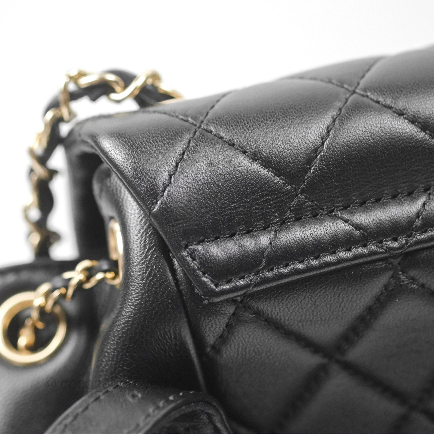 Chanel Quilted Small Duma Drawstring Backpack Black Lambskin Gold Hardware