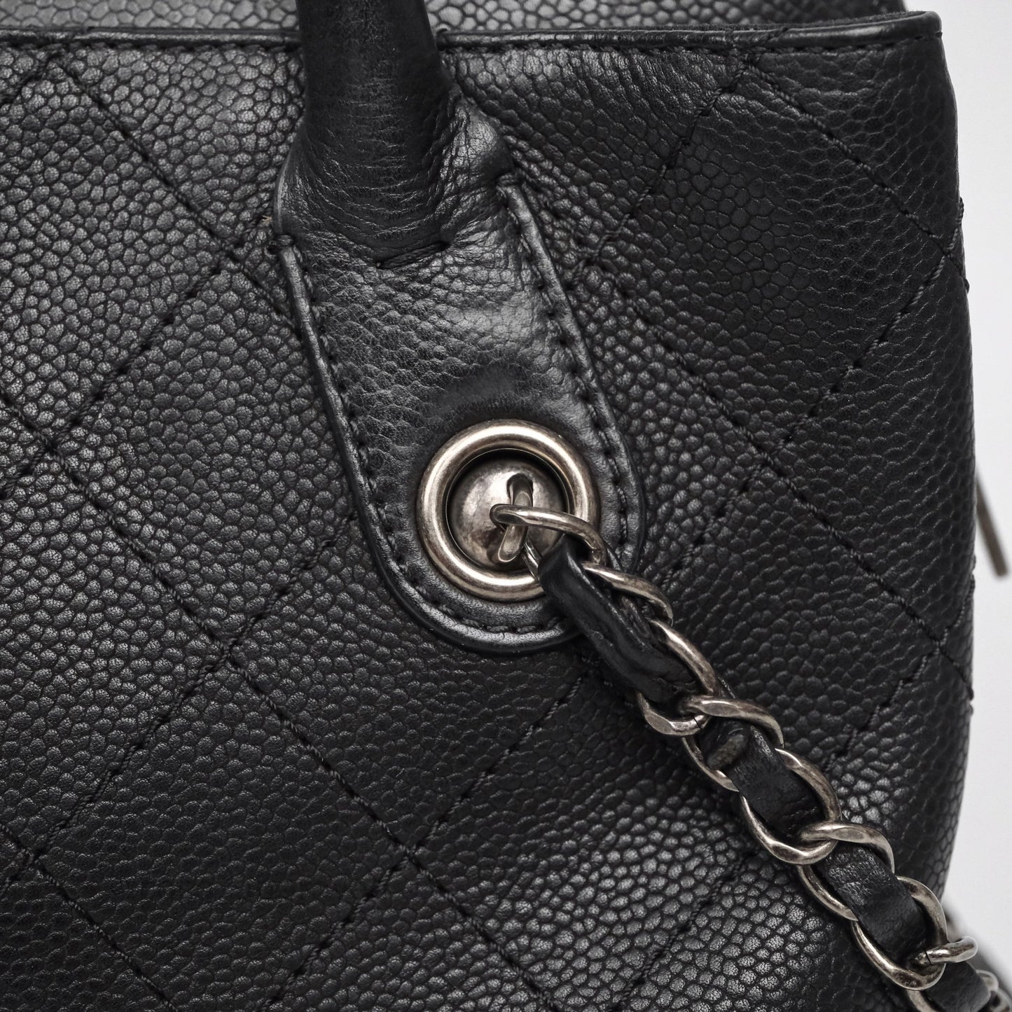 Chanel Quilted Shopping Tote Black Caviar Ruthenium Hardware